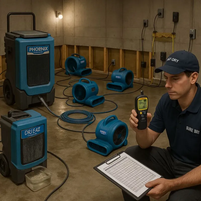 Structural Drying and Dehumidification process in San Diego, CA